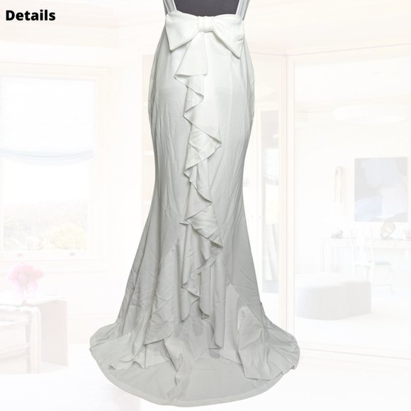 [NWT] Backless, Sleeveless, Accent Bow w/ Ruffles Mermaid Wedding Gown size L - Picture 5 of 6